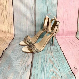 Betsy Johnson ivory beaded bridal high heels